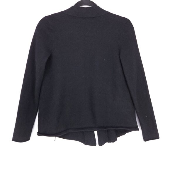Aqua Cashmere Cardigan Open Front Cropped Size XS Pockets Fuzzy Black - Picture 2 of 9